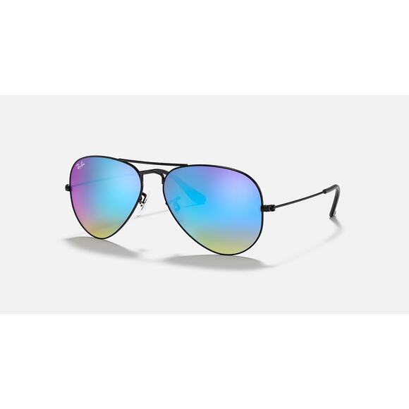 Ray-Ban Aviator Black Rim Flash Lenses Gradient Brand New - Picture 1 of 5